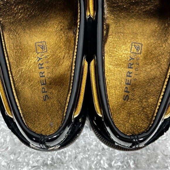Sperry Black Velvet and Gold Studded Boat Shoe Sz 6 - Picture 6 of 9